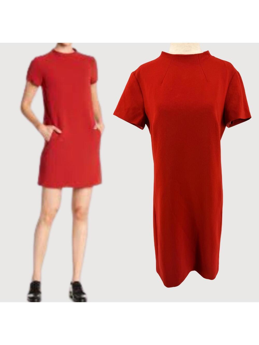 Theory Admiral Crepe Shift Dress Rust XS Minimalist